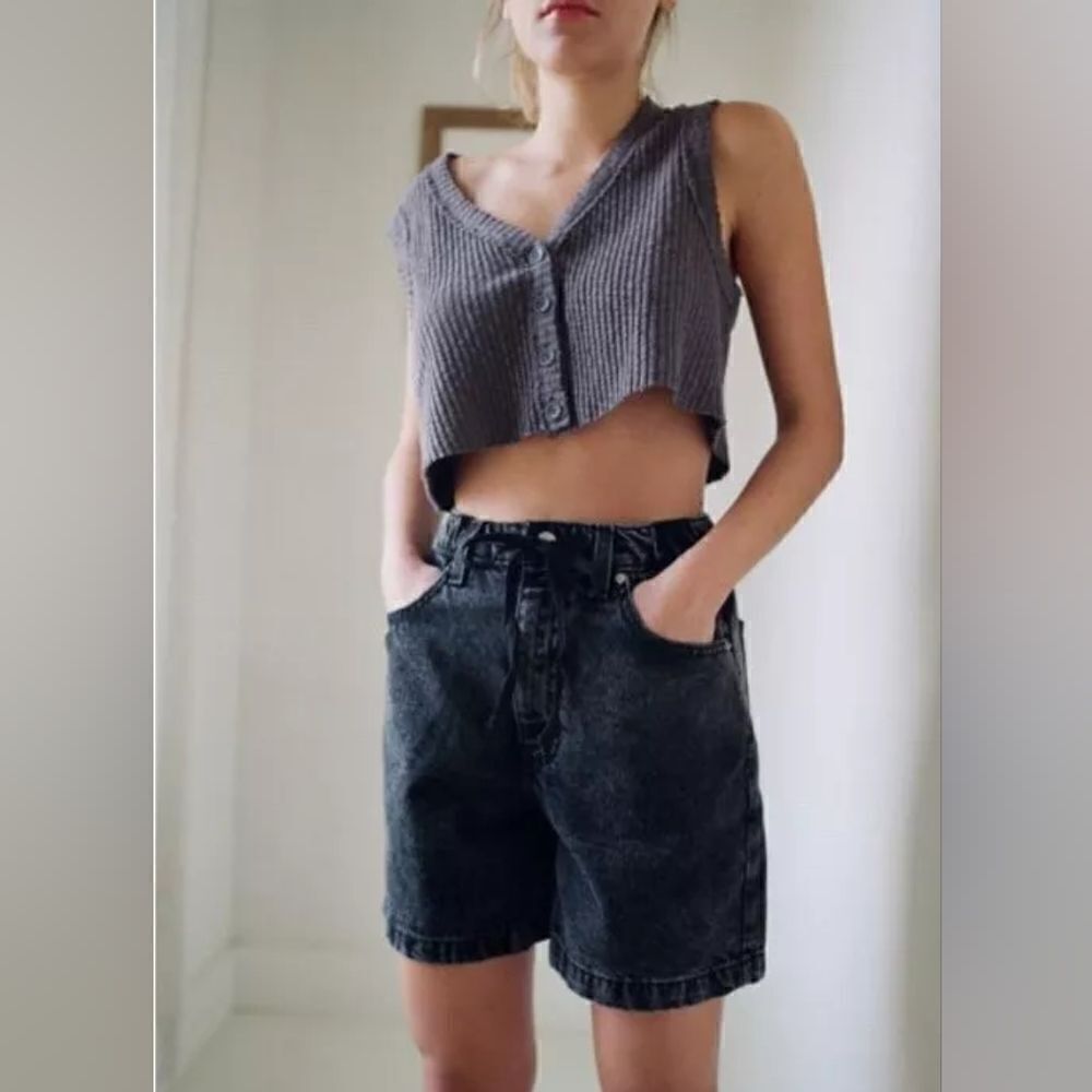 Urban Outfitters BDG Poppy Denim Drawstring Shorts Washed Black XS